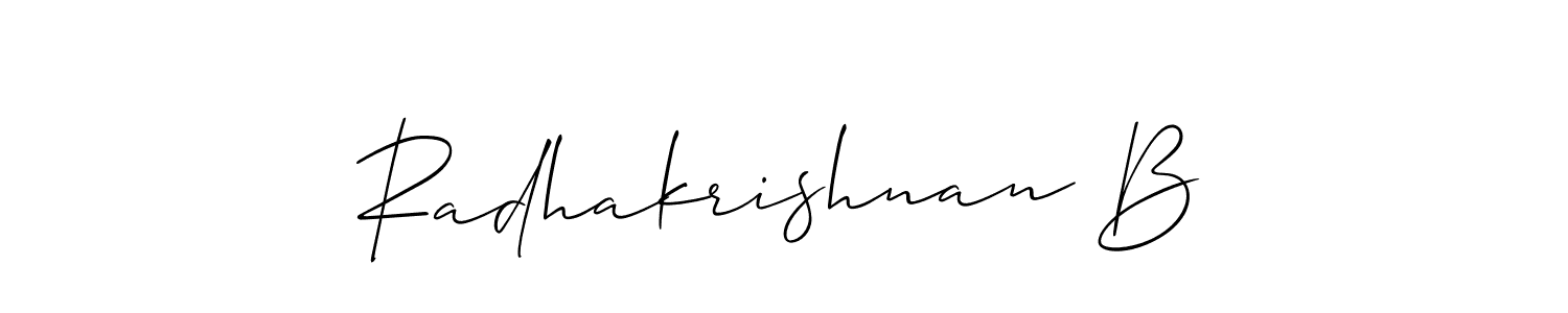 You can use this online signature creator to create a handwritten signature for the name Radhakrishnan B. This is the best online autograph maker. Radhakrishnan B signature style 2 images and pictures png