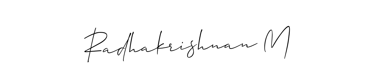 Make a beautiful signature design for name Radhakrishnan M. With this signature (Allison_Script) style, you can create a handwritten signature for free. Radhakrishnan M signature style 2 images and pictures png