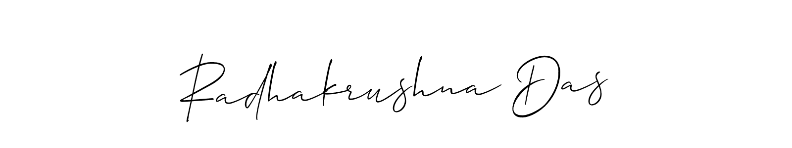 Also You can easily find your signature by using the search form. We will create Radhakrushna Das name handwritten signature images for you free of cost using Allison_Script sign style. Radhakrushna Das signature style 2 images and pictures png