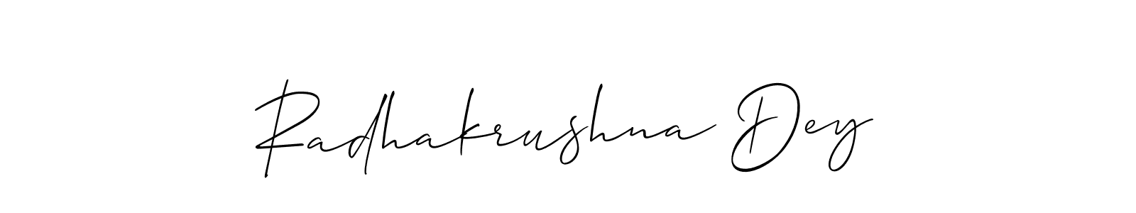 Use a signature maker to create a handwritten signature online. With this signature software, you can design (Allison_Script) your own signature for name Radhakrushna Dey. Radhakrushna Dey signature style 2 images and pictures png