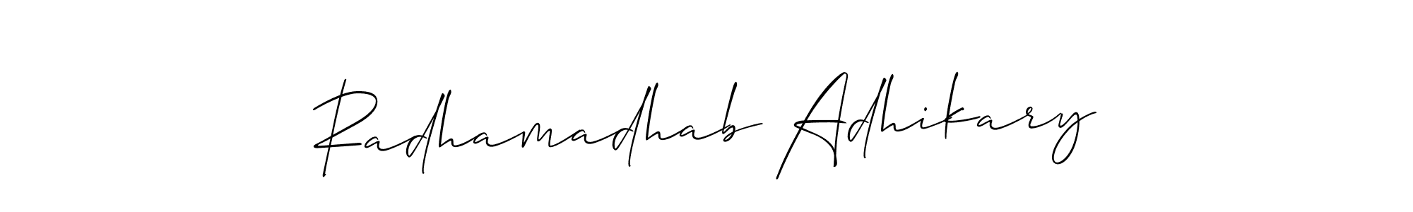 You should practise on your own different ways (Allison_Script) to write your name (Radhamadhab Adhikary) in signature. don't let someone else do it for you. Radhamadhab Adhikary signature style 2 images and pictures png