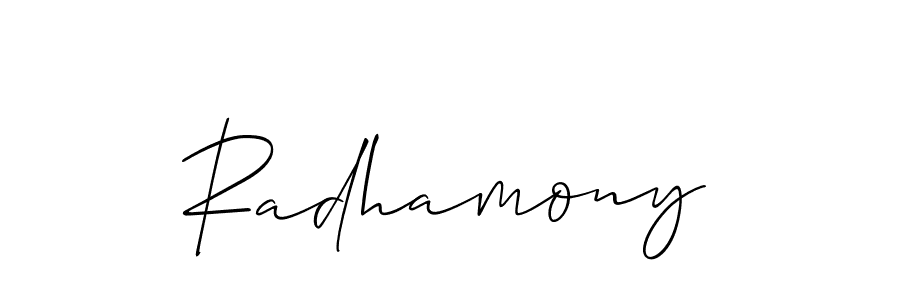 Make a short Radhamony signature style. Manage your documents anywhere anytime using Allison_Script. Create and add eSignatures, submit forms, share and send files easily. Radhamony signature style 2 images and pictures png