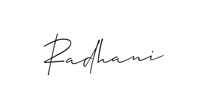 It looks lik you need a new signature style for name Radhani. Design unique handwritten (Allison_Script) signature with our free signature maker in just a few clicks. Radhani signature style 2 images and pictures png