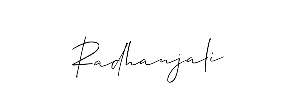 Make a beautiful signature design for name Radhanjali. With this signature (Allison_Script) style, you can create a handwritten signature for free. Radhanjali signature style 2 images and pictures png