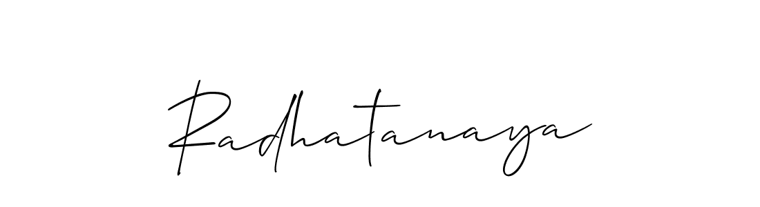 Use a signature maker to create a handwritten signature online. With this signature software, you can design (Allison_Script) your own signature for name Radhatanaya. Radhatanaya signature style 2 images and pictures png