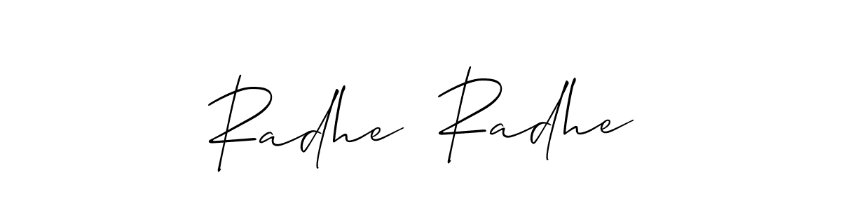 This is the best signature style for the Radhe  Radhe name. Also you like these signature font (Allison_Script). Mix name signature. Radhe  Radhe signature style 2 images and pictures png