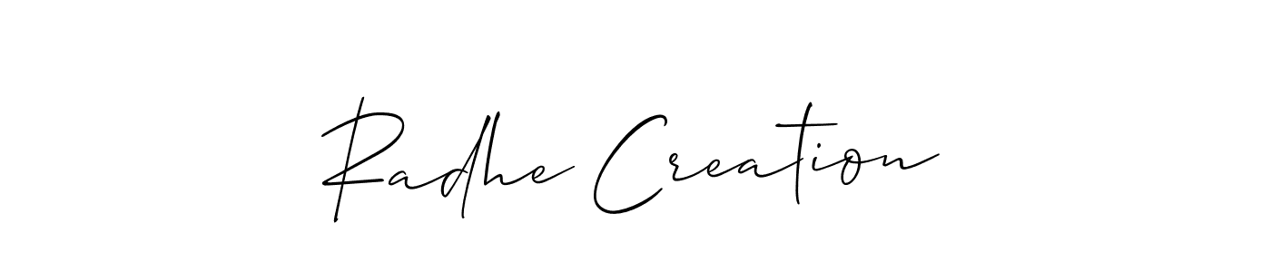 Similarly Allison_Script is the best handwritten signature design. Signature creator online .You can use it as an online autograph creator for name Radhe Creation. Radhe Creation signature style 2 images and pictures png