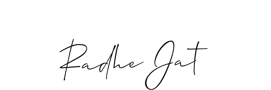 Make a beautiful signature design for name Radhe Jat. With this signature (Allison_Script) style, you can create a handwritten signature for free. Radhe Jat signature style 2 images and pictures png