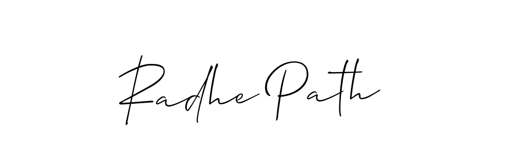 The best way (Allison_Script) to make a short signature is to pick only two or three words in your name. The name Radhe Path include a total of six letters. For converting this name. Radhe Path signature style 2 images and pictures png