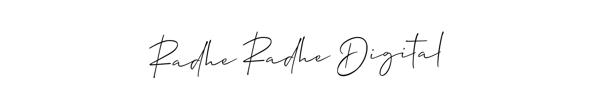 Also You can easily find your signature by using the search form. We will create Radhe Radhe Digital name handwritten signature images for you free of cost using Allison_Script sign style. Radhe Radhe Digital signature style 2 images and pictures png