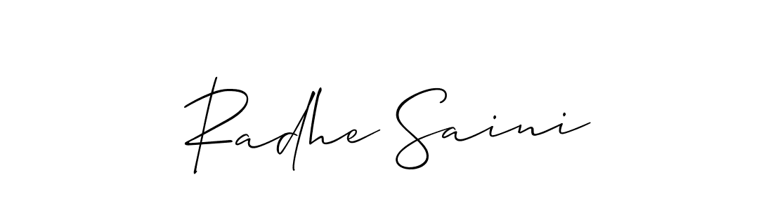 Create a beautiful signature design for name Radhe Saini. With this signature (Allison_Script) fonts, you can make a handwritten signature for free. Radhe Saini signature style 2 images and pictures png