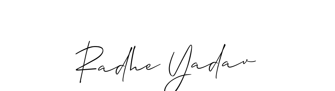 Similarly Allison_Script is the best handwritten signature design. Signature creator online .You can use it as an online autograph creator for name Radhe Yadav. Radhe Yadav signature style 2 images and pictures png