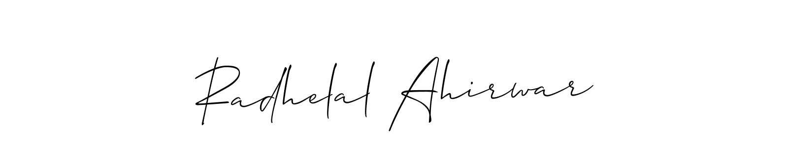 The best way (Allison_Script) to make a short signature is to pick only two or three words in your name. The name Radhelal Ahirwar include a total of six letters. For converting this name. Radhelal Ahirwar signature style 2 images and pictures png