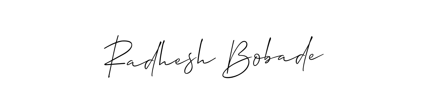 The best way (Allison_Script) to make a short signature is to pick only two or three words in your name. The name Radhesh Bobade include a total of six letters. For converting this name. Radhesh Bobade signature style 2 images and pictures png