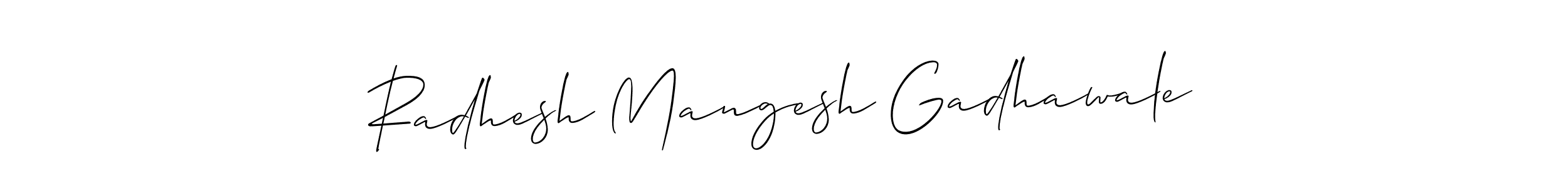 if you are searching for the best signature style for your name Radhesh Mangesh Gadhawale. so please give up your signature search. here we have designed multiple signature styles  using Allison_Script. Radhesh Mangesh Gadhawale signature style 2 images and pictures png