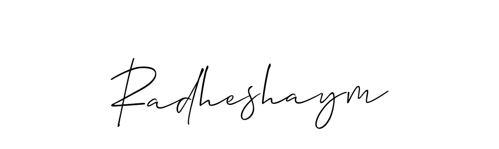 Make a beautiful signature design for name Radheshaym. With this signature (Allison_Script) style, you can create a handwritten signature for free. Radheshaym signature style 2 images and pictures png