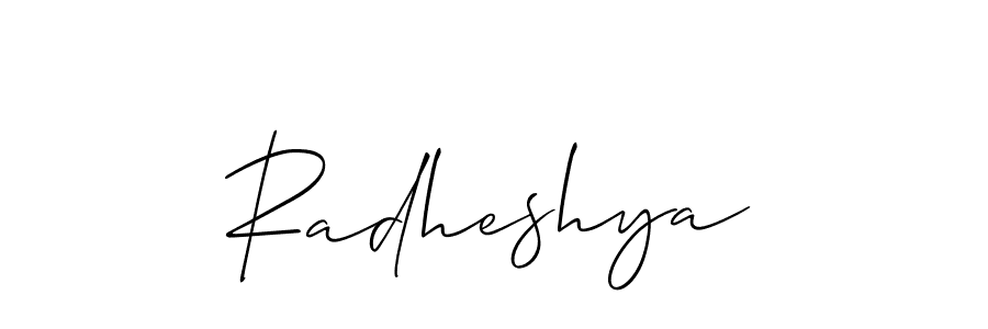 It looks lik you need a new signature style for name Radheshya. Design unique handwritten (Allison_Script) signature with our free signature maker in just a few clicks. Radheshya signature style 2 images and pictures png