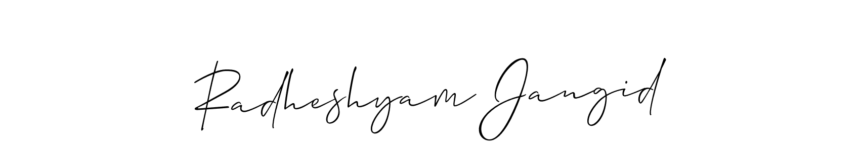 Also You can easily find your signature by using the search form. We will create Radheshyam Jangid name handwritten signature images for you free of cost using Allison_Script sign style. Radheshyam Jangid signature style 2 images and pictures png