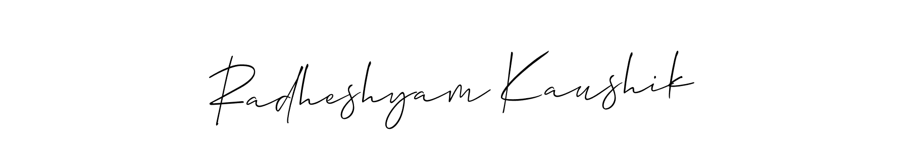 Create a beautiful signature design for name Radheshyam Kaushik. With this signature (Allison_Script) fonts, you can make a handwritten signature for free. Radheshyam Kaushik signature style 2 images and pictures png