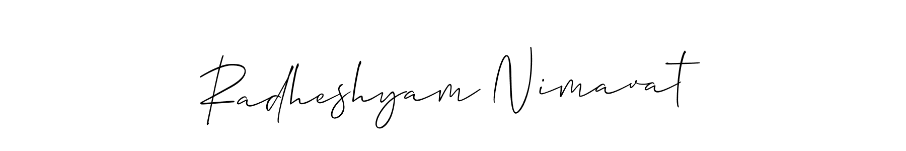 Similarly Allison_Script is the best handwritten signature design. Signature creator online .You can use it as an online autograph creator for name Radheshyam Nimavat. Radheshyam Nimavat signature style 2 images and pictures png