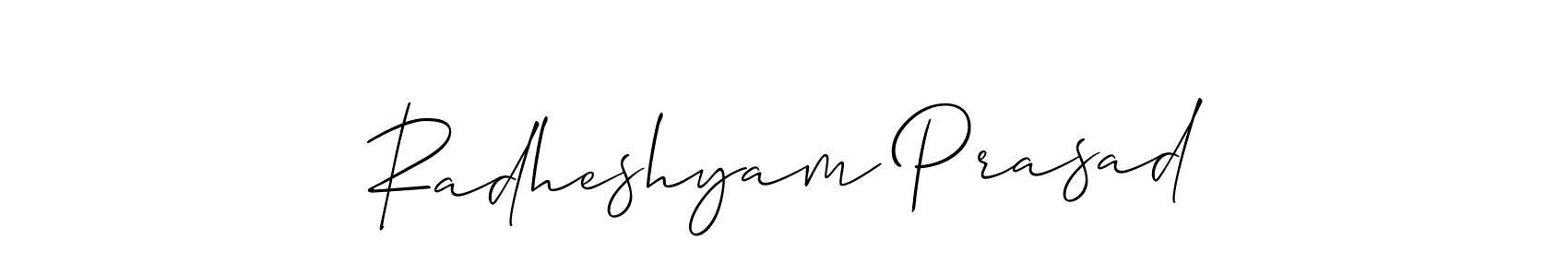 Allison_Script is a professional signature style that is perfect for those who want to add a touch of class to their signature. It is also a great choice for those who want to make their signature more unique. Get Radheshyam Prasad name to fancy signature for free. Radheshyam Prasad signature style 2 images and pictures png