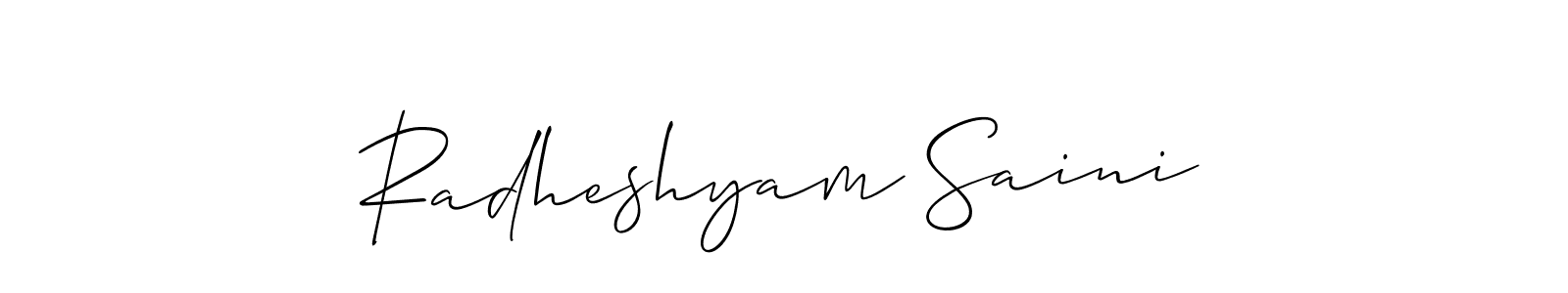 How to make Radheshyam Saini name signature. Use Allison_Script style for creating short signs online. This is the latest handwritten sign. Radheshyam Saini signature style 2 images and pictures png