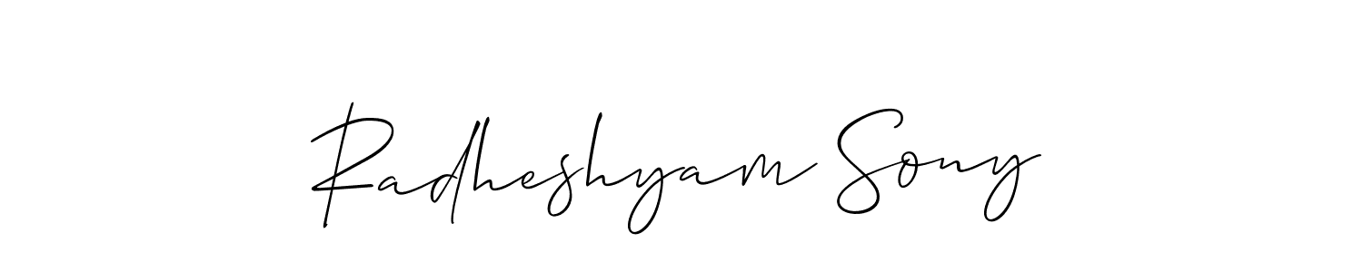 The best way (Allison_Script) to make a short signature is to pick only two or three words in your name. The name Radheshyam Sony include a total of six letters. For converting this name. Radheshyam Sony signature style 2 images and pictures png