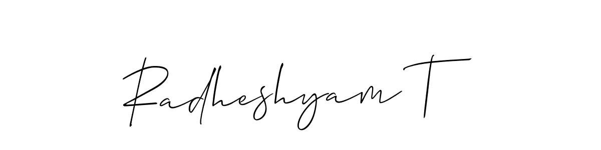 How to make Radheshyam T name signature. Use Allison_Script style for creating short signs online. This is the latest handwritten sign. Radheshyam T signature style 2 images and pictures png