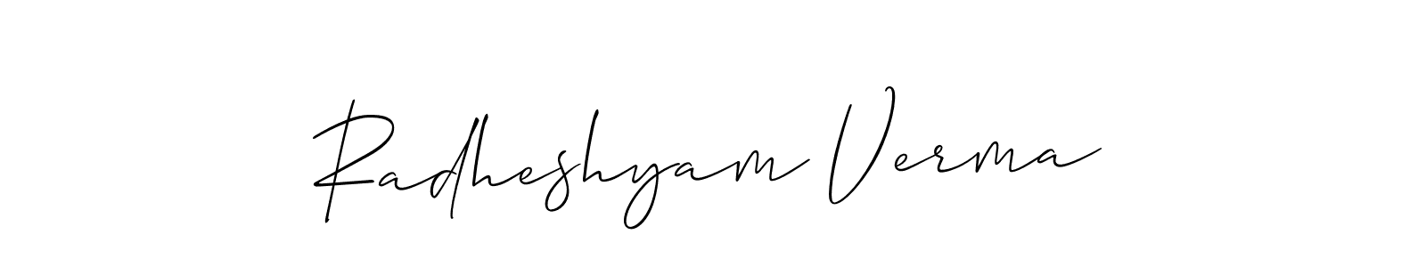 It looks lik you need a new signature style for name Radheshyam Verma. Design unique handwritten (Allison_Script) signature with our free signature maker in just a few clicks. Radheshyam Verma signature style 2 images and pictures png