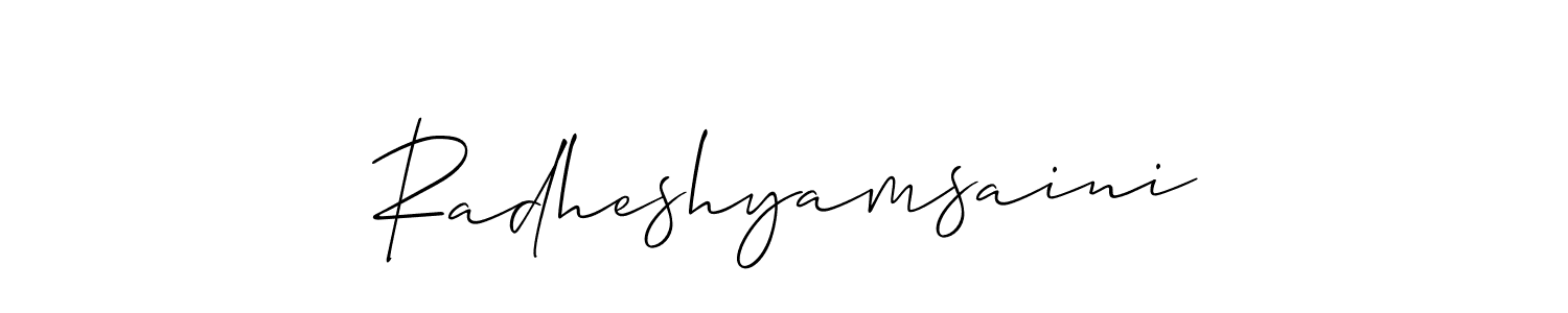 How to make Radheshyamsaini name signature. Use Allison_Script style for creating short signs online. This is the latest handwritten sign. Radheshyamsaini signature style 2 images and pictures png