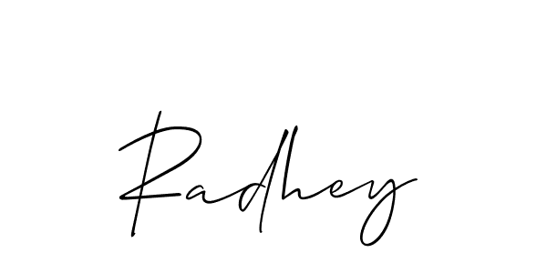 Also we have Radhey name is the best signature style. Create professional handwritten signature collection using Allison_Script autograph style. Radhey signature style 2 images and pictures png