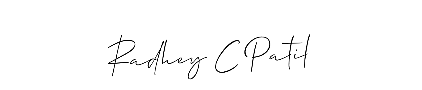 if you are searching for the best signature style for your name Radhey C Patil. so please give up your signature search. here we have designed multiple signature styles  using Allison_Script. Radhey C Patil signature style 2 images and pictures png