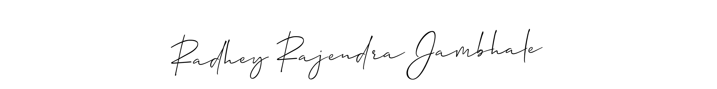 Design your own signature with our free online signature maker. With this signature software, you can create a handwritten (Allison_Script) signature for name Radhey Rajendra Jambhale. Radhey Rajendra Jambhale signature style 2 images and pictures png