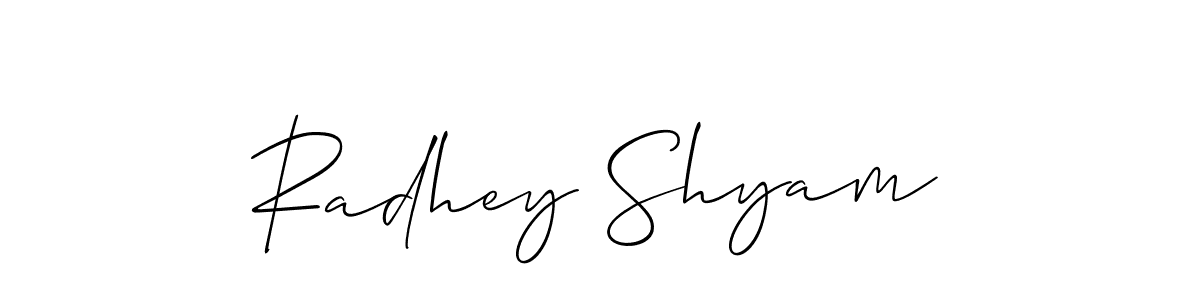 Use a signature maker to create a handwritten signature online. With this signature software, you can design (Allison_Script) your own signature for name Radhey Shyam. Radhey Shyam signature style 2 images and pictures png