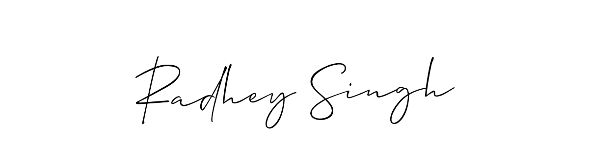 How to make Radhey Singh name signature. Use Allison_Script style for creating short signs online. This is the latest handwritten sign. Radhey Singh signature style 2 images and pictures png