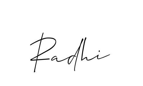Design your own signature with our free online signature maker. With this signature software, you can create a handwritten (Allison_Script) signature for name Radhi. Radhi signature style 2 images and pictures png
