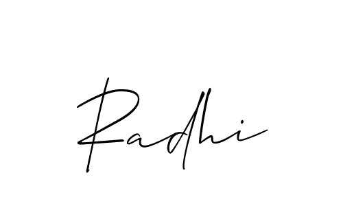 Design your own signature with our free online signature maker. With this signature software, you can create a handwritten (Allison_Script) signature for name Radhi. Radhi signature style 2 images and pictures png