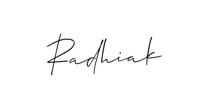 You should practise on your own different ways (Allison_Script) to write your name (Radhiak) in signature. don't let someone else do it for you. Radhiak signature style 2 images and pictures png