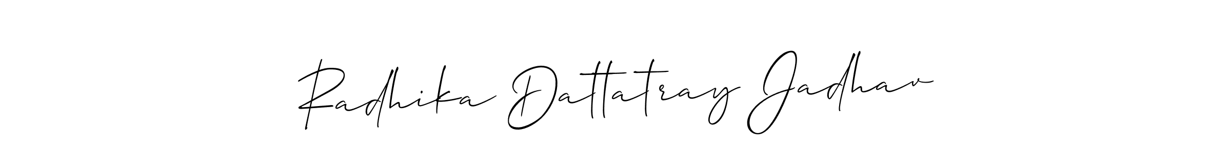 Similarly Allison_Script is the best handwritten signature design. Signature creator online .You can use it as an online autograph creator for name Radhika Dattatray Jadhav. Radhika Dattatray Jadhav signature style 2 images and pictures png