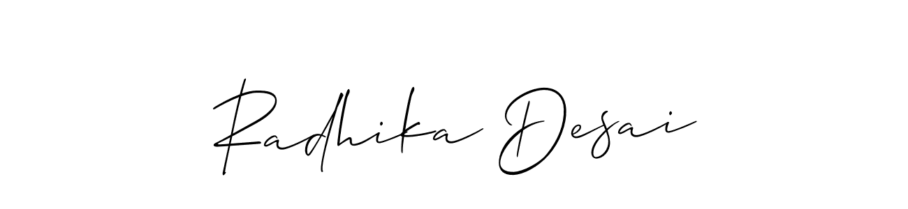 Make a beautiful signature design for name Radhika Desai. With this signature (Allison_Script) style, you can create a handwritten signature for free. Radhika Desai signature style 2 images and pictures png