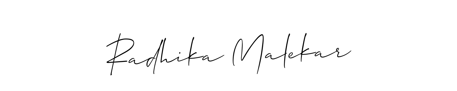 Similarly Allison_Script is the best handwritten signature design. Signature creator online .You can use it as an online autograph creator for name Radhika Malekar. Radhika Malekar signature style 2 images and pictures png
