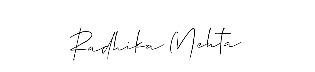 How to make Radhika Mehta signature? Allison_Script is a professional autograph style. Create handwritten signature for Radhika Mehta name. Radhika Mehta signature style 2 images and pictures png