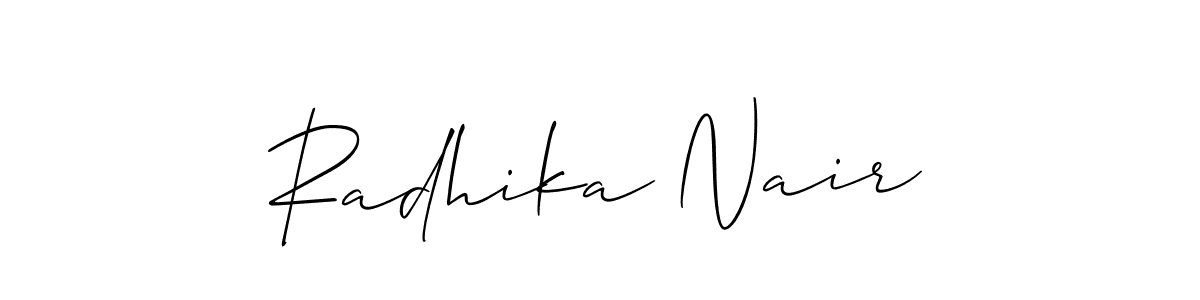 Make a beautiful signature design for name Radhika Nair. With this signature (Allison_Script) style, you can create a handwritten signature for free. Radhika Nair signature style 2 images and pictures png