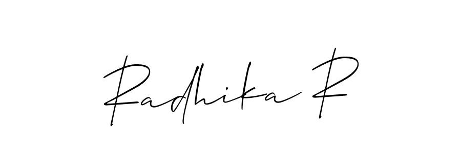Design your own signature with our free online signature maker. With this signature software, you can create a handwritten (Allison_Script) signature for name Radhika R. Radhika R signature style 2 images and pictures png