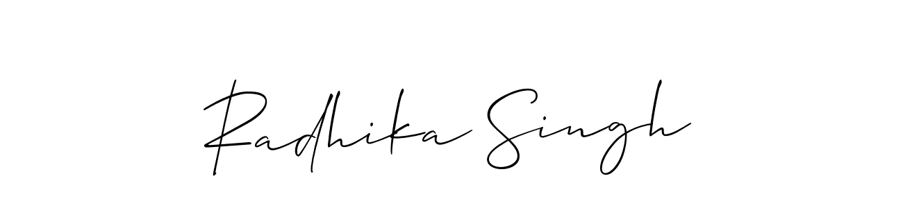 Similarly Allison_Script is the best handwritten signature design. Signature creator online .You can use it as an online autograph creator for name Radhika Singh. Radhika Singh signature style 2 images and pictures png