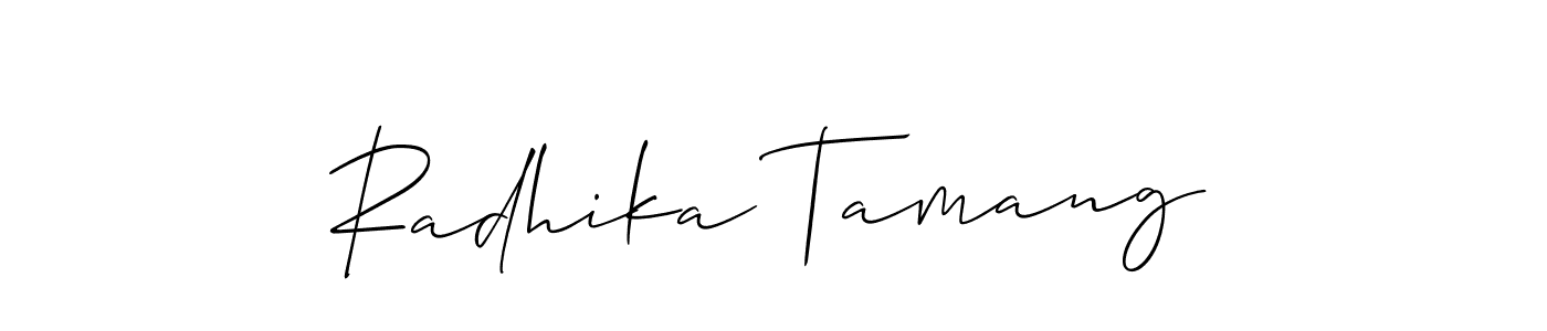 Create a beautiful signature design for name Radhika Tamang. With this signature (Allison_Script) fonts, you can make a handwritten signature for free. Radhika Tamang signature style 2 images and pictures png