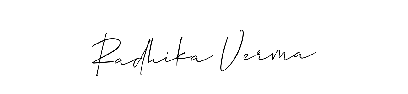 This is the best signature style for the Radhika Verma name. Also you like these signature font (Allison_Script). Mix name signature. Radhika Verma signature style 2 images and pictures png