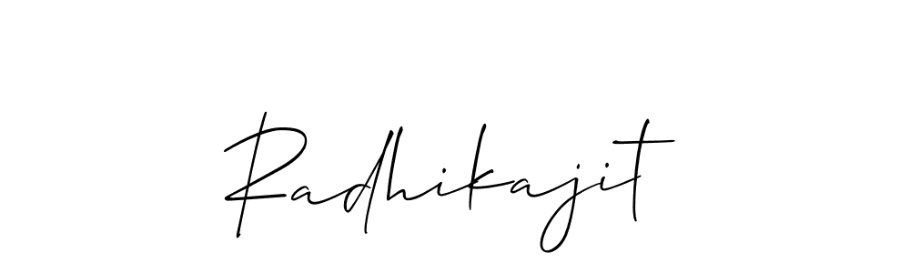 Also You can easily find your signature by using the search form. We will create Radhikajit name handwritten signature images for you free of cost using Allison_Script sign style. Radhikajit signature style 2 images and pictures png