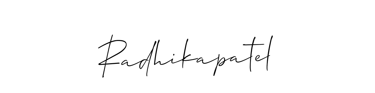 Also we have Radhikapatel name is the best signature style. Create professional handwritten signature collection using Allison_Script autograph style. Radhikapatel signature style 2 images and pictures png