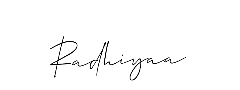 Use a signature maker to create a handwritten signature online. With this signature software, you can design (Allison_Script) your own signature for name Radhiyaa. Radhiyaa signature style 2 images and pictures png